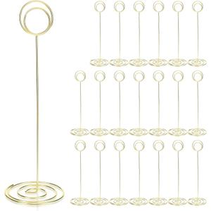 20 Pack 8.86 Inch Table Number Holder Gold Picture Holders for Tables Place Card Holder Wire Photo Holders for Tables Picture Name Menu Clips Memo Notes Cards Stand for Wedding Restaurants Birthday