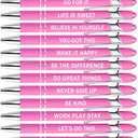 PASISIBICK 12 Pieces Pink Inspirational Motivational Quotes Snarky Screen Touch Stylus Ballpoint Pens, Office Encouraging Scriptures, Black Ink (Pink,Motivational), Pack of 6