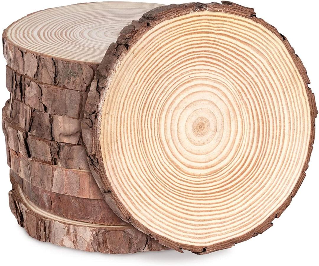 8 Pack 6"-7" Round Rustic Woods Slices Unfinished Wood Great for Weddings Centerpieces Craft