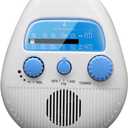 Shower Radio, AM FM Radio, Portable ABS Bathroom Radio Built in Speaker Battery Operated Shower Radio