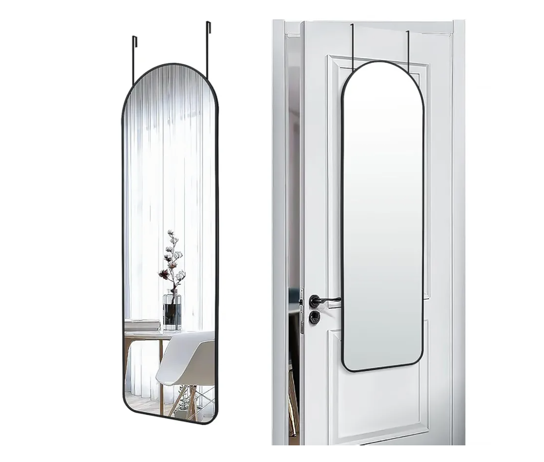 47x14 Mirror Full Length Back Door Hanging or Wall Mounted Aluminum Metal Frame Arch Mirrors for Entryway Bedroom Bathroom Dressing Living Room 47 14 inch Black