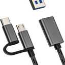OTG Cable Micro USB Type C Port Adapter (2in1) for Apple iPhone 15 Pro Max Plus iPad 10Air4/5Mini6Pro 12.9 Thunderbolt Android Converter Mouse Camera Cord Dongle Compatible for Samsung LG Adaptador