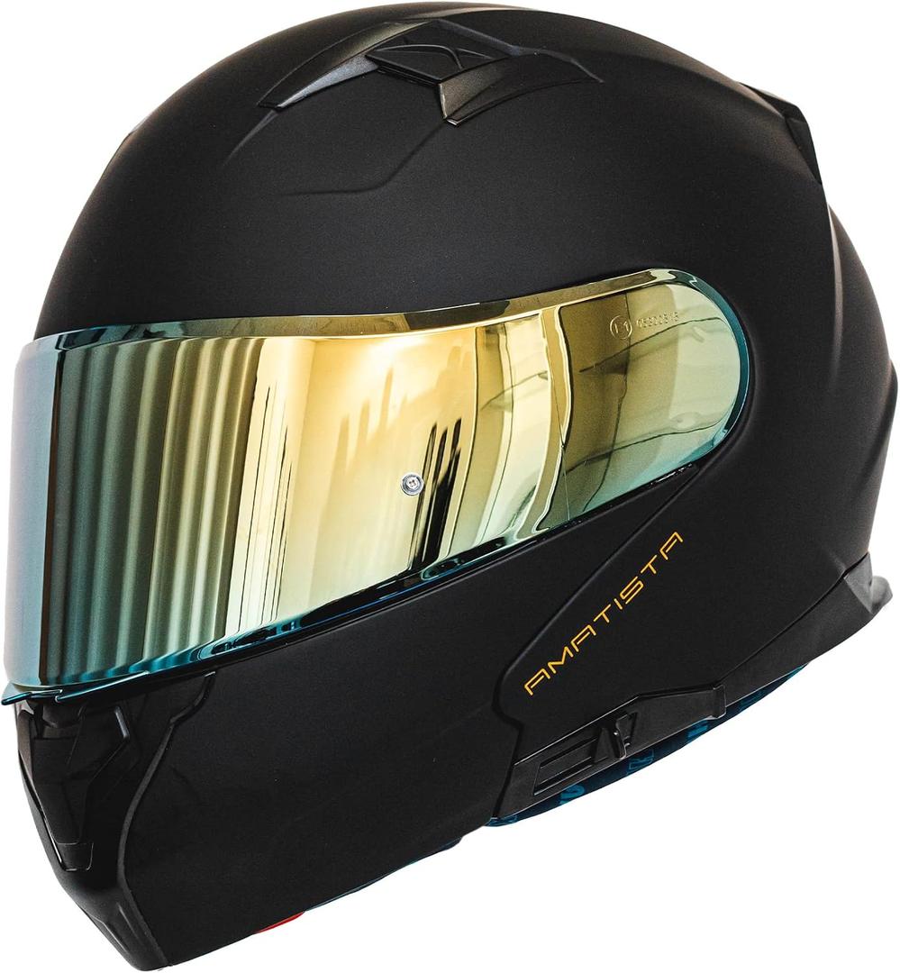 HAX Modular Flip-Up Dual Visor Motorcycle Helmet Adult DOT/ECE Approved | Lightweight, Comfortable, and Stylish Helmet for Men and Women - Amatista Series Matte Black XL