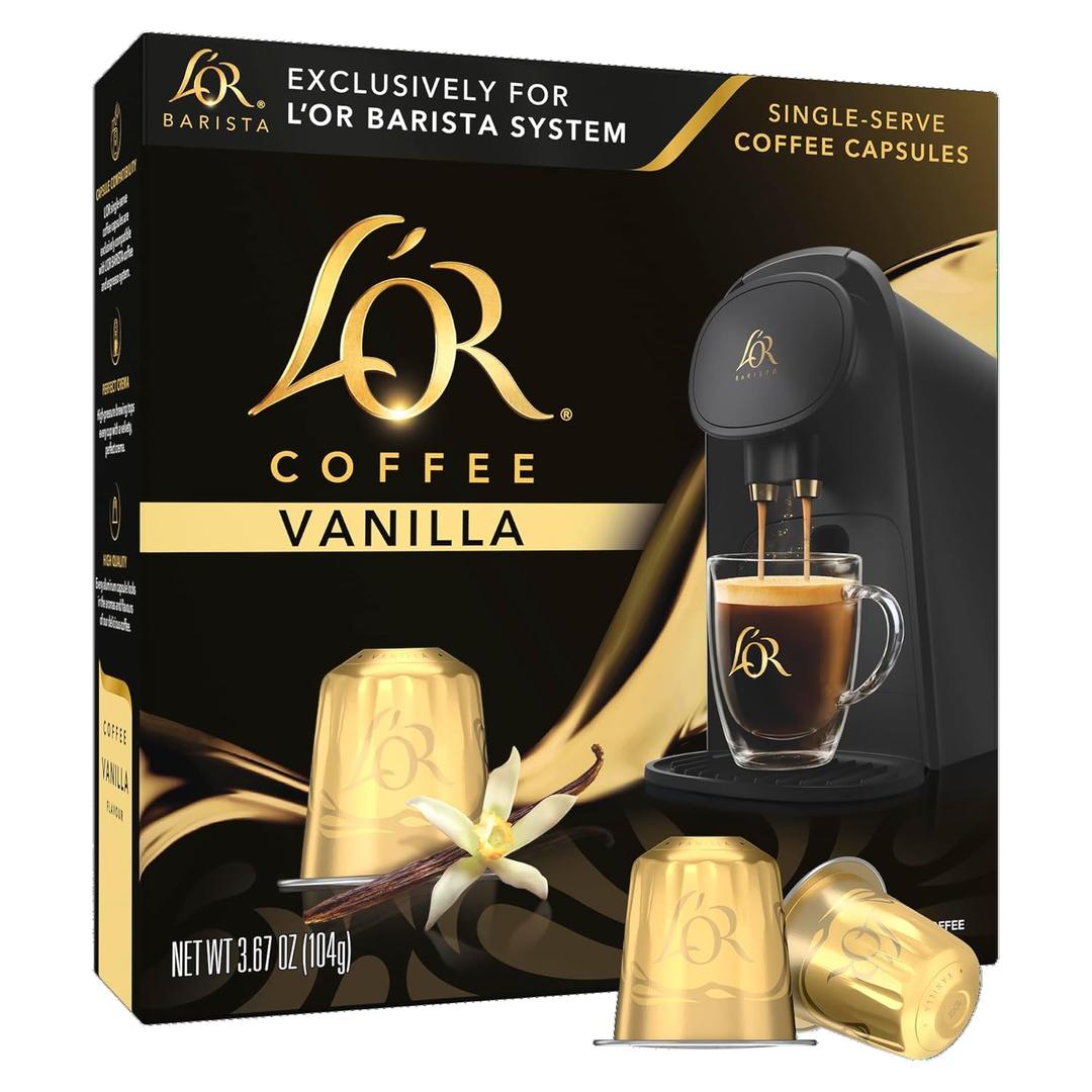 L'OR Coffee Pods, 10 Count Vanilla Blend, Single-Serve Aluminum Coffee Capsules Compatible with the L'OR BARISTA System & *Nespresso Original Machines, 10 count (Pack of 1)