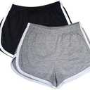 Cameway 2 Pack Women Cotton Running Athletic Shorts Gym Yoga Summer Active Dance Shorts Pants L