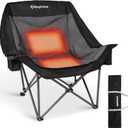 KingCamp Oversized XL Camping Chair, Heavy Duty 500lbs Folding Couch for Adults, Padded Large Comfortable Sofa Seat with Cooler Bag Cup Holder for Outdoor Sports Fishing Patio Lawn (Black/Grey XL Heated)