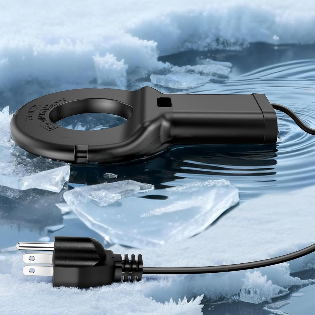 250W Utility De-Icer with Thermostat, Durable Cast Aluminum Submersible Water Heater for Bird Bath, Chicken Water, Livestock Tank, 9.8ft Cord, Black