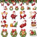 Alupssuc 24pcs Santa Clause Ornaments Bulk for Christmas Tree, Assorted Wooden Santa Decorations, Hanging Xmas Holiday Decor Home Indoors, 3 Inch Tall