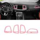 Air Conditioning Outlet Vent Trim, Center Console Dash AC Vent Cover Ring Compatible with Dodge Challenger Accessories 2015-2024, Blue