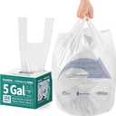 KeenEcho Small Trash Bags with Handles (5 Gallon) - Ocean Plastic Upcycling - Plastic Garbage Bags, Can Bin & Waste Basket Liner for Kitchen, Bathroom, Office and Pets 5Gal (17-20L) White 17.99