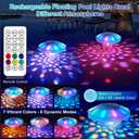 TEPENAR Rechargeable Floating Pool Lights: Remote Control Pool Lights that Float with 6 Dynamic Lighting IP68 Waterproof RGB Upper and Lower Floating Lights for Hot Tub Pool Garden Party 1 Pack