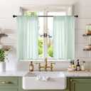 BGment Sage Green Linen Kitchen Curtains 36 Inch Length - Small Drapes Light Filtering for Cafe Bathroom Decorative Lightweight Natural Rustic Rod Pocket, 2 Panels Set, 30 X 36 Inch