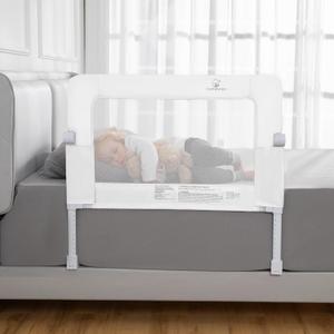 ComfyBumpy Premium Adjustable Bed Rail for Toddlers, Swing-Down Safety Guard, Height Adjusts 24.4"–32.3" H, 35.5" Regular Length, Sturdy Steel & Breathable Mesh, for Twin, Full & Queen, White, 1-Pack