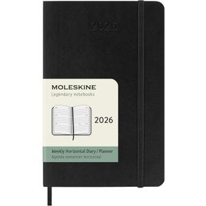 Moleskine Classic 12 Month 2026 Weekly Horizontal Planner, Soft Cover, Pocket (3.5" x 5.5"), Black, 144 pages