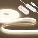 ALITOVE LED Strip Lights Waterproof 4000K Natural White 5V USB COB LED Strip Light 16.4ft Dimmable Flexible Neon Lights with Remote for Indoor Outdoor Office Home Improvement RV Boat Camping Lighting