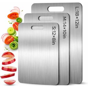 Pure 100% Titanium Cutting Board, Food-Grade & Knife-Friendly, Durable Double-Sided Design, Dishwasher Safe for Meat, Fish, Fruit & Vegetables (12 x 8)