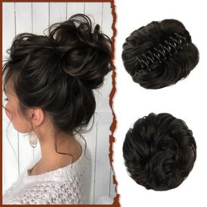 SOFEIYAN Claw Clip Messy Bun Hair Piece Wavy Curly Hair Bun Clip in Claw Chignon Ponytail Hairpieces Synthetic Tousled Updo Hair Extensions Scrunchie Hairpiece for Women, Darkest Brown Tend to Black SOFEIYAN Claw Clip Messy Bun Hair Piece Wavy Curly Hair Bun Clip in Claw Chignon Ponytail Hairpieces Synthetic Tousled Updo Hair Extensions Scrunchie Hairpiece for Women, Darkest Brown Tend to Black