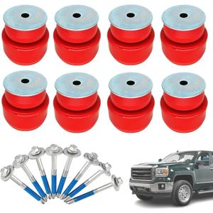 7-141 Body Cab Mount Bushing Kits Compatible with 1999-2014 Chevy Silverado GMC Sierra 1500 2500 2WD 4WD Body Cab Mount Bolts 1999-2004 (Red)