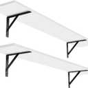 DINZI LVJ Long Wall Shelves, 47.3Inch Wall Mounted Shelves Set of 2, Extra Large Floating Storage Ledges with Sturdy Metal Brackets for Living Room, Bathroom, Bedroom, Kitchen, White