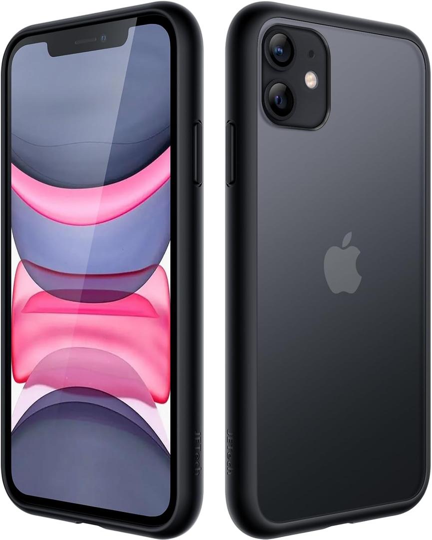 JETech Matte Case for iPhone 11 6.1-Inch, Shockproof Military Grade Drop Protection, Frosted Translucent Back Phone Cover, Anti-Fingerprint (Black)
