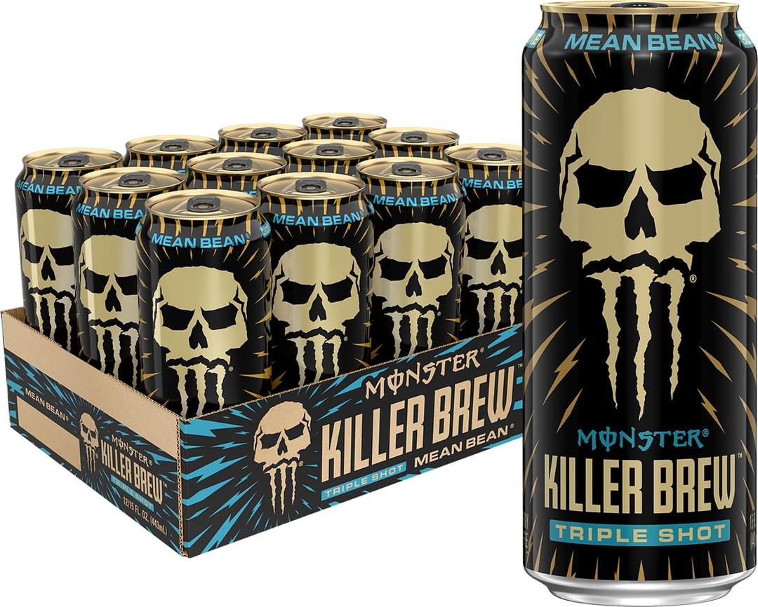 Monster Energy Killer Brew Mean Bean, 15 Fl Oz | Pack of 12, Best By 01/11/ 2028