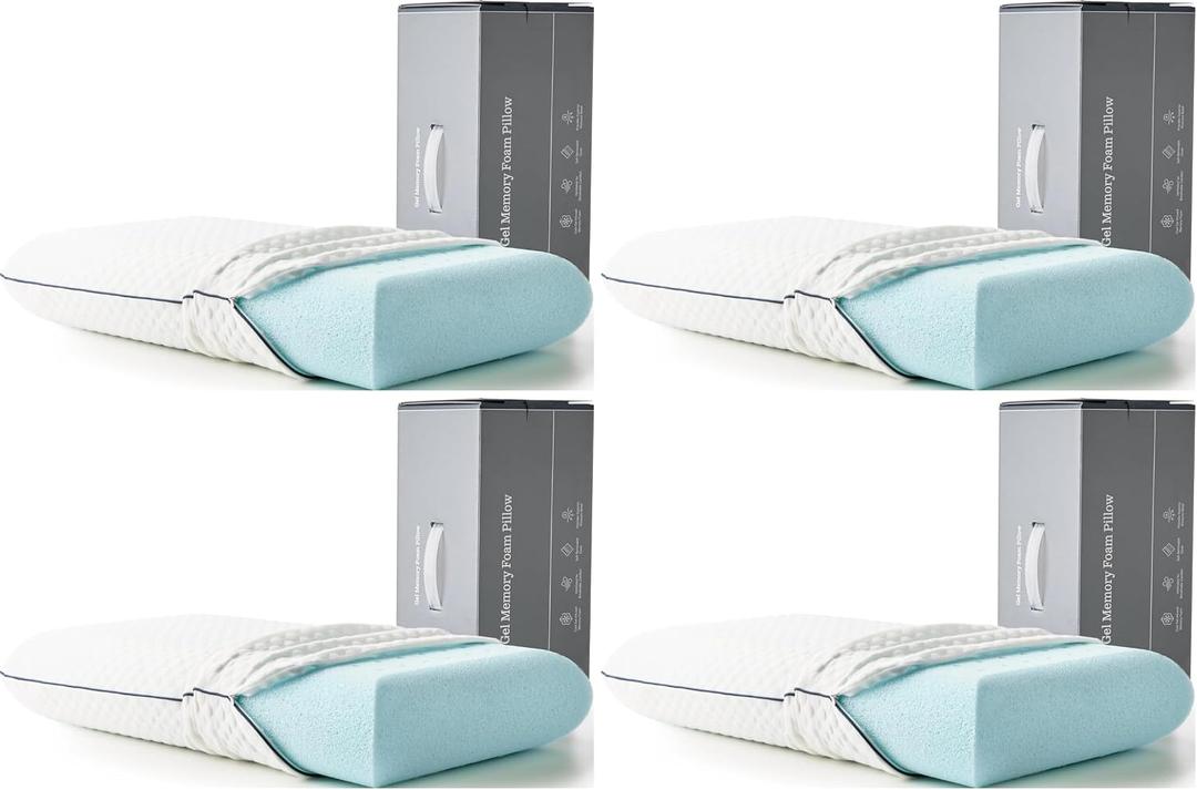 WEEKENDER Cooling Gel Memory Foam Pillow, Ventilated, King (Pack of 4)