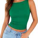 ForeFair Summer Tank Tops for Women Going Out Cute Boat Neck Casual Top Basic (Green, S)