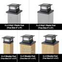 Dynaming 6 Pack Solar Post Cap Lights Outdoor, Fence Post Solar Lights Fit for 4x4 5x5 6x6 Vinyl/Wooden Posts, High Brightness Warm White SMD LED Lighting Decor for Garden Deck Patio (Black)