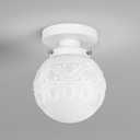 Semi Flush Mount Ceiling Light, White Hallway Light Fixture, Vintage Ceiling Lighting Fixture with Milky Glass, Globe Glass Close to Ceiling Light, Indoor Hanging Lighting for Bedroom Kitchen Porch