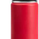 Insulated Water Bottle-18 oz Stainless Steel Vacuum Wide Mouth Sports Flask with Silicone Boot-Reusable Metal Leak Proof Travel Water Bottle for Girls Boys, BPA-Free(Canyon Red)
