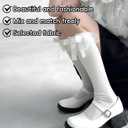2 Pair White Cute Long Ruffle Knee High Lace Socks, Medias Blancas Altas Largas Para Nias (White)