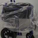 Medline Lightweight Foldable Transport Wheelchair with Handbrakes and 12-Inch Wheels, Blue Frame, Black Upholstery