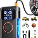 Tire Inflator Portable Air Compressor-150PSI Tire Air Pump, 5X Faster with Digital Gauge, Auto-Off & LED Light, Air Pump for Car Tires, Motorcycle, Bike, Balls & More, Car Gifts for Men Women (black)