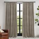 RYB HOME Taupe Velvet Curtains 102 inches with Hook Belt, Soft Fabric Room Darkening Thermal Insulated Luxurious Home Decor Curtains for Living Room Bedroom, W 52" x L 102", 2 Panels Set
