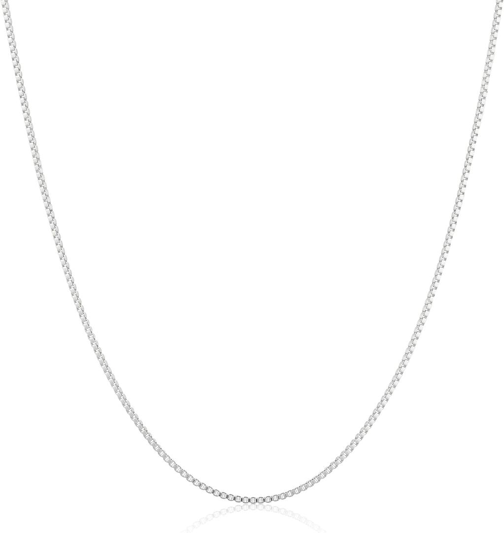 Amazon Essentials Sterling Silver Thin 0.8mm Box Chain Necklace 20", Silver (previously Amazon Collection)