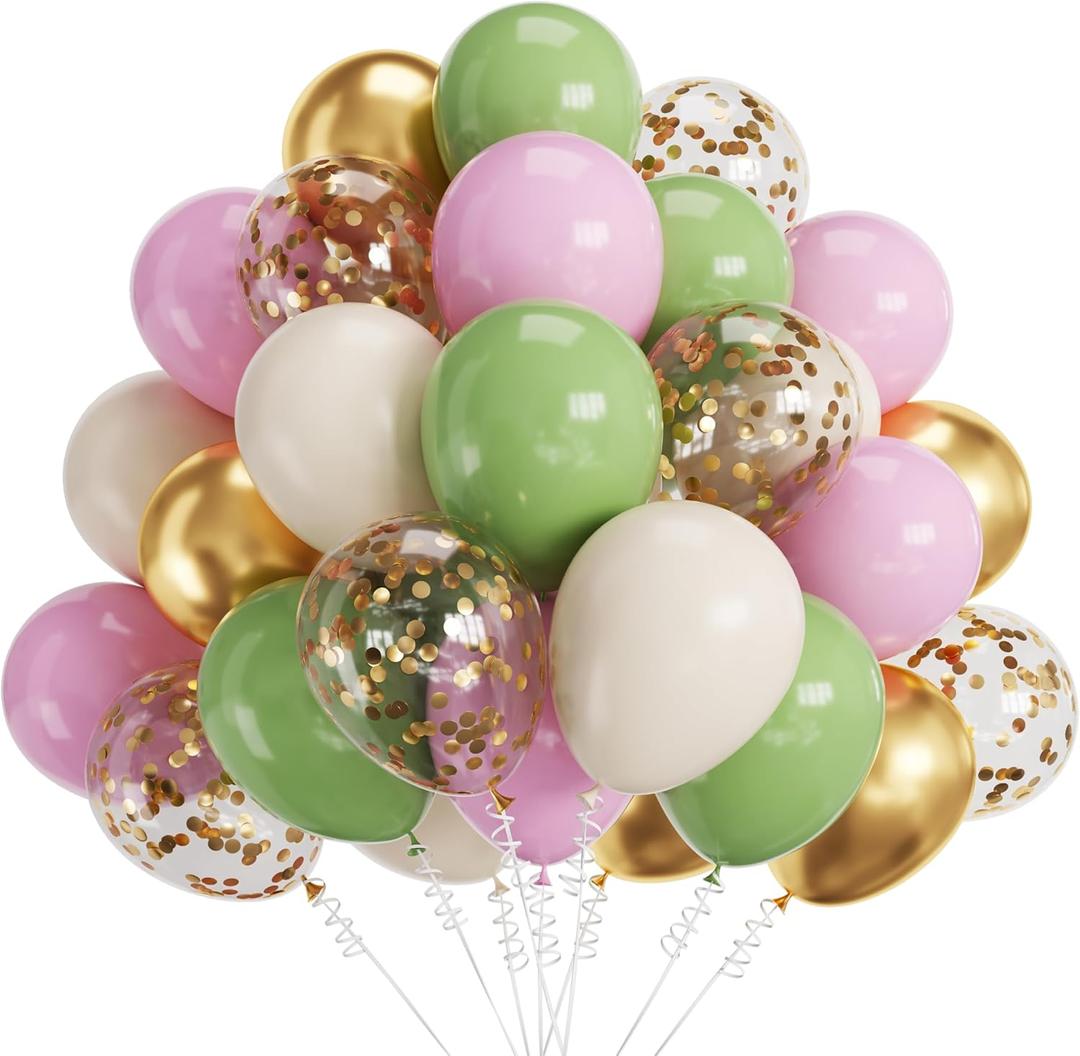 2 x Balloons Assorted Colors 12 Inch Latex Party Balloon for Birthday Party Light Multi Color Ballons Balloons for Wedding Baby Shower Supplies (sage pink)
