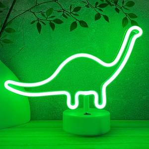 HOHOSIGN Dinosaur Neon Sign Dino Light Green LED Dinosaur Neon Light Room Decor for Boys Room Kids Girls Bedroom Nursery, Classroom Table Desk Stand Night LED Sign Toddlers Present Christmas Birthday