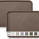 WATANIYA PET Boot Tray for Entryway Indoor, Heavy Duty Shoe Mat Tray 2 Packs, 16.7"x12.8" Waterproof Shoe Trays with Raised Edge, Outdoor Multi-Purpose Mat for Boots, Garden, Pet (Brown)