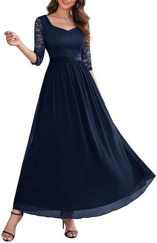 Wedtrend Formal Dresses for Women 3/4 Sleeve Bridesmaid Dress Mother of Bride Dress Maxi Evening Gown Prom Dresses XL