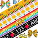 4PCS 1" Back to School Ribbons Pencil ABC School Theme Ribbons for Wrapping Gift 20 Yard, Kindergarten Decor Ribbon for Back to School Party Decoration Students Gift Wrapping DIY Supplies