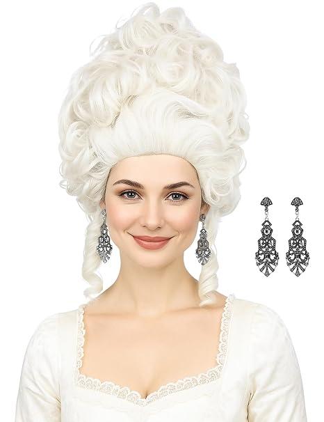 Bettecos Platinum Blonde Wig for Women 18th Century Colonial Style Costume Blond Beehive Wigs fits Renaissance Queen Cosplay Halloween Party (Platinum Blonde)