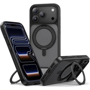 NIMASO for iPhone 17 Pro Case with Ring Stand 360Rotatable, Compatible with MagSafe, Shockproof Military Grade Protection, Translucent Matte Back, Magnetic Kickstand Phone Case for iPhone 17 Pro