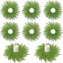 6PCS Christmas Cedar Candle Rings Wreaths 12 Inch Artificial Pine Garland Candle Ring Holder for Christmas Cabinet Table Chair Windows Wedding Doors Xmas Tree Centerpiece Decorations (Norfolk Pine Style-02)