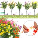 Grunyia 20 Bundles Outdoor Artificial Fake Flowers UV Resistant Boxwood Faux Plastic Plants for Hanging Garden Porch Window Box Outside Decoration(Mix)