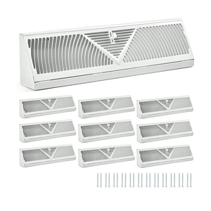10 Pack 18 Inch Baseboard Register (Duct Opening Size) - Baseboard Vent Covers for Home - Easy Adjust Air Supply Lever Floor Baseboard Diffuser (White)
