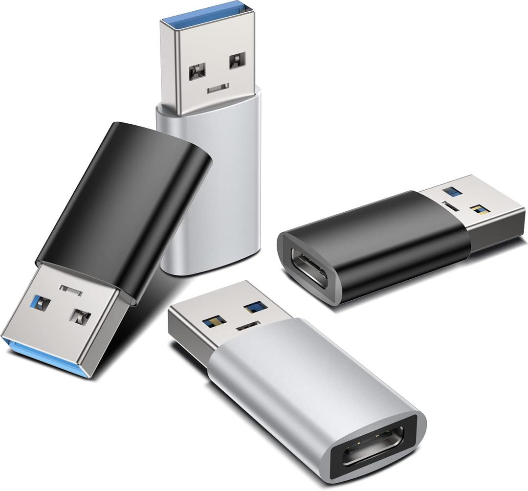 5 x USB C Adapter USB 3.0 (4 Pieces), USB C Female to USB Male, USB Type C Adapter for iPhone 15/14/13/12, iPad Pro/Mini/Air, Samsung Galaxy S21 S22 Plus/Ultra, Mac/Mac Book/Laptop