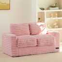 MAXYOYO Extra Wide Kids Bean Bag Chair, Comfy Faux Fur Bean Bag Sofa with Filler, Upholstered Floor Sofa with Pillows and Armrests, Lazy Floor Chair Couch for Boys and Girls, Pink