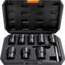 9PCS Bolt Nut Screws Extractor Socket Set, Lug Nut Driver Set Remover Tools, 1/2" Drive Impact, Wheel Lock Removal Kit for Removing Damaged, Dead, Rusted, Rounded-Off Bolts, Nuts & Screws