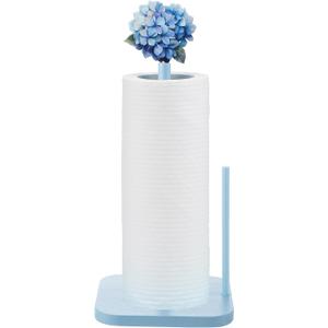 Leinuosen Blue Hydrangea Coquettish Cute Hydrangea Wooden Paper Towel Holder Blue Bathroom Countertop Accessories Kitchen Roll Stand Organizer Standing Apartment Decor Housewarming Gift