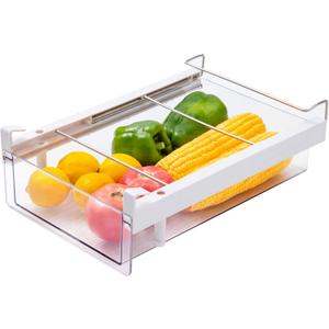 vacane Refrigerator Organizer Drawer,Plastic Fridge Drawer With Handle Pull Out Fridge Bins Organizer, Extra-Long Stretch 19.5",Cheese, Deli Meat, Drinks, Fruit, Vegetable